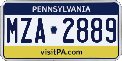 PA license plate MZA2889