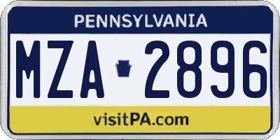 PA license plate MZA2896