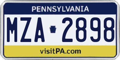 PA license plate MZA2898