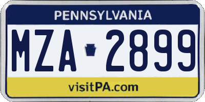 PA license plate MZA2899