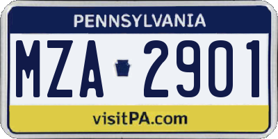 PA license plate MZA2901