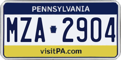 PA license plate MZA2904