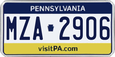 PA license plate MZA2906
