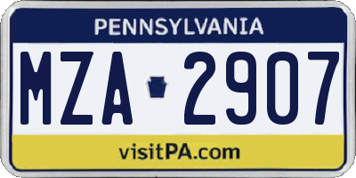 PA license plate MZA2907