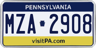 PA license plate MZA2908