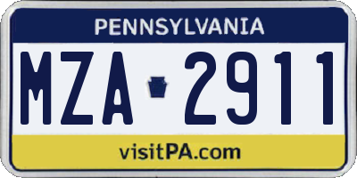 PA license plate MZA2911