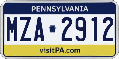 PA license plate MZA2912