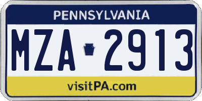 PA license plate MZA2913