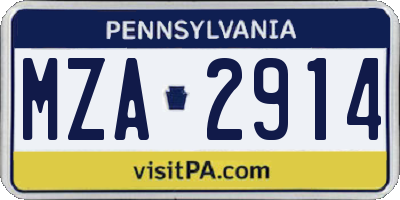 PA license plate MZA2914