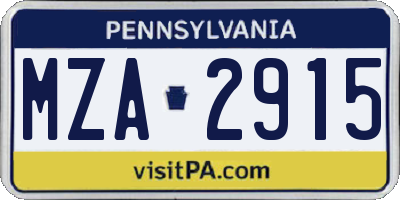 PA license plate MZA2915