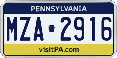 PA license plate MZA2916