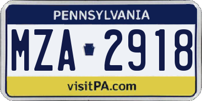 PA license plate MZA2918