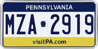 PA license plate MZA2919