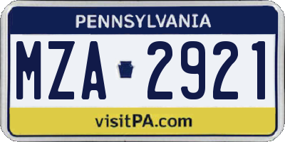 PA license plate MZA2921
