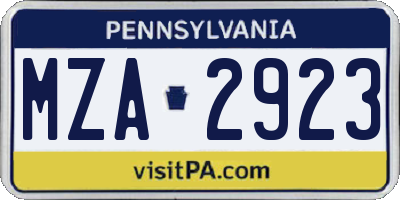 PA license plate MZA2923