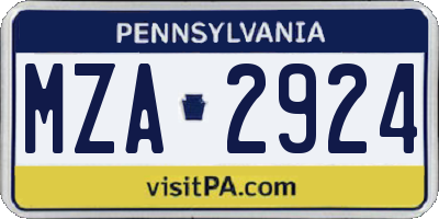 PA license plate MZA2924