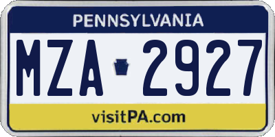 PA license plate MZA2927