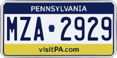 PA license plate MZA2929