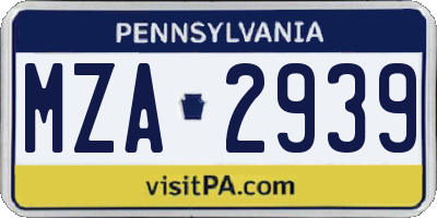 PA license plate MZA2939