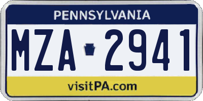 PA license plate MZA2941