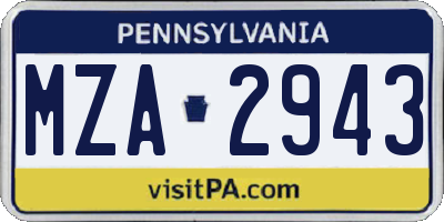 PA license plate MZA2943