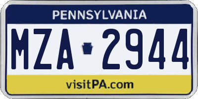 PA license plate MZA2944
