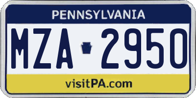 PA license plate MZA2950