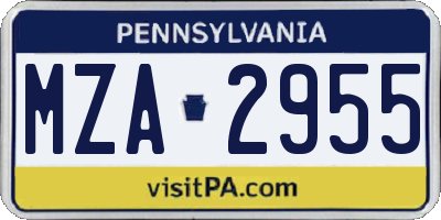 PA license plate MZA2955