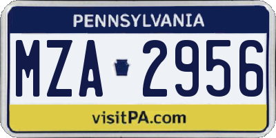 PA license plate MZA2956