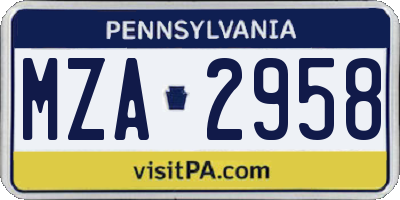 PA license plate MZA2958