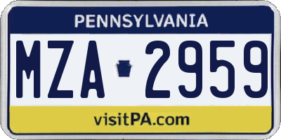 PA license plate MZA2959