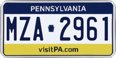 PA license plate MZA2961