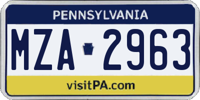 PA license plate MZA2963