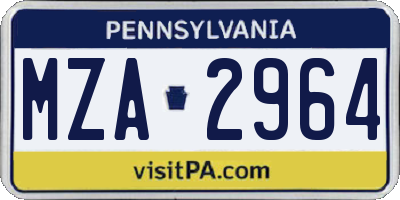 PA license plate MZA2964