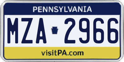 PA license plate MZA2966
