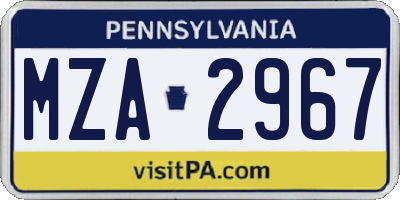 PA license plate MZA2967