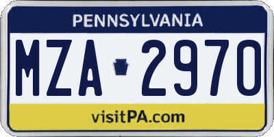 PA license plate MZA2970
