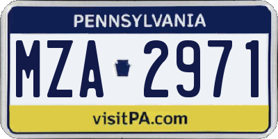 PA license plate MZA2971