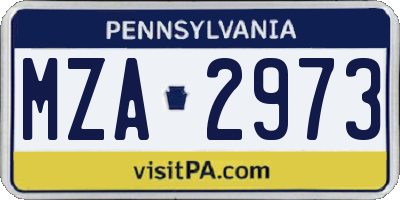 PA license plate MZA2973