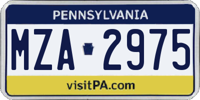 PA license plate MZA2975
