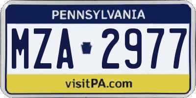 PA license plate MZA2977