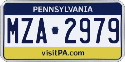 PA license plate MZA2979
