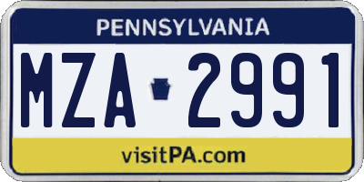 PA license plate MZA2991