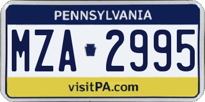 PA license plate MZA2995