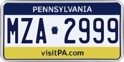 PA license plate MZA2999