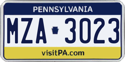 PA license plate MZA3023