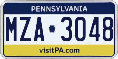 PA license plate MZA3048