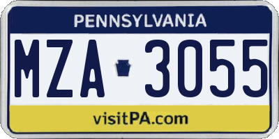 PA license plate MZA3055