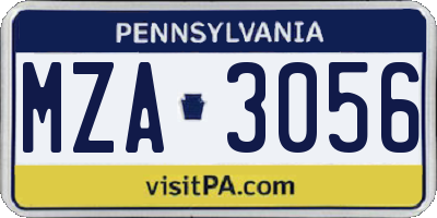 PA license plate MZA3056