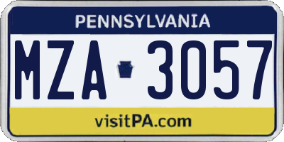 PA license plate MZA3057
